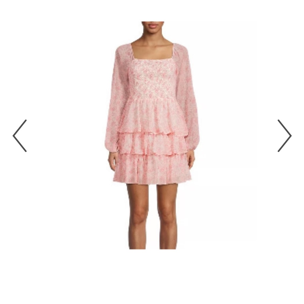 Madden NYC Long Sleeve Pink Tiered Dress